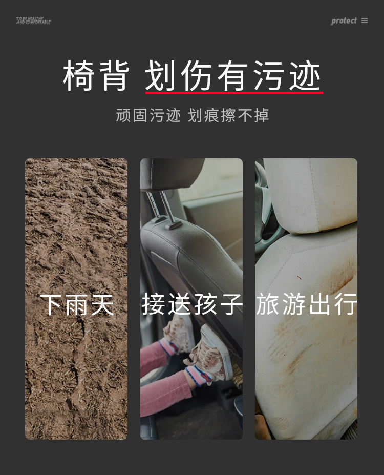 Car seat back anti-kick pad rear protection anti-wear pad universal child rear seat backrest protection pad for car