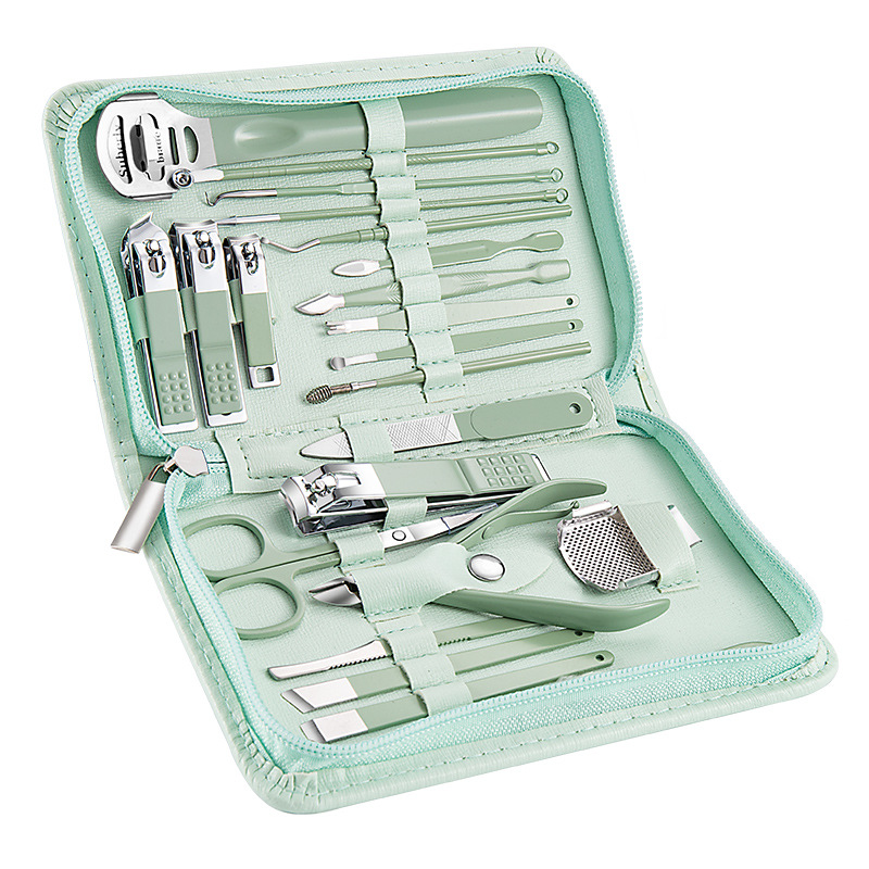 Nuevo Acero inoxidable cortaúñas traje 22 unidades manicura cremallera bolsa cortaúñas herramientas cortaúñas belleza cubierta al por mayor