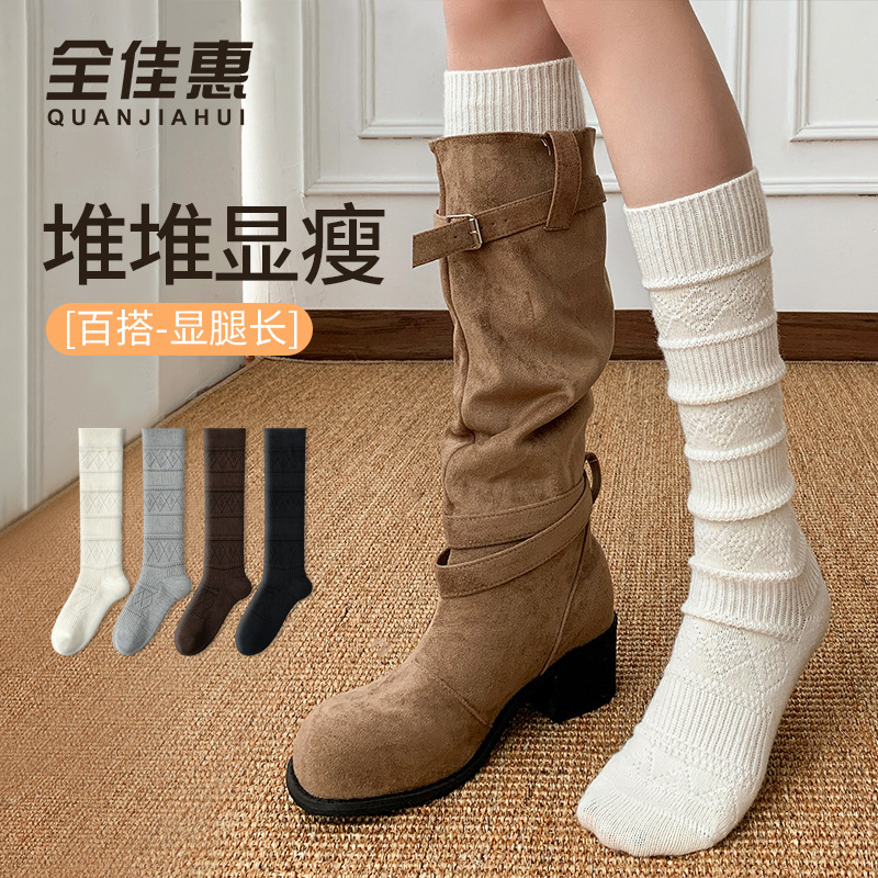Autumn and winter thick-knit, high-elastic, slimming, long tube socks for women, versatile long tube socks in a trendy, Instagram-worthy style Autumn and winter thick-knit, high-elastic, slimming, long tube socks for women, versatile long tube socks in a trendy, Instagram-worthy style