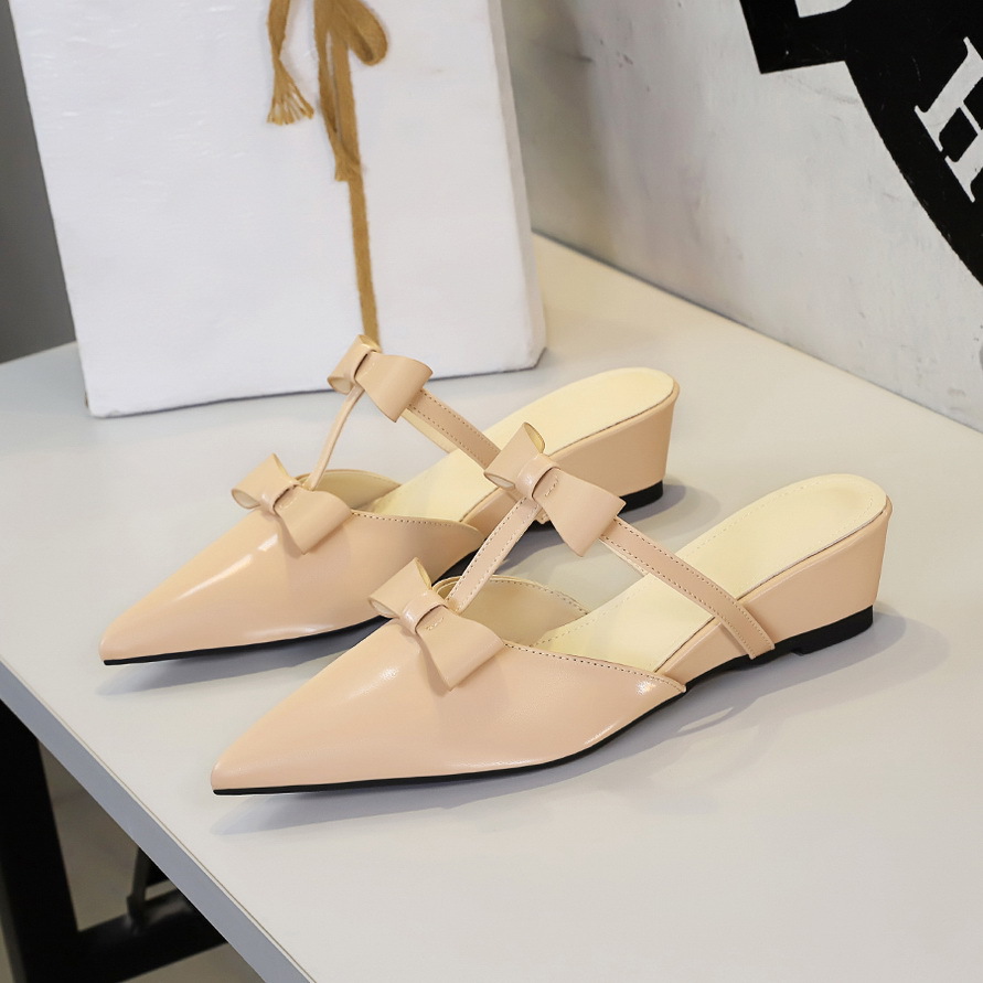 Sandali donna con zeppa stile francese punta chiusa e fiocco_voghion.com