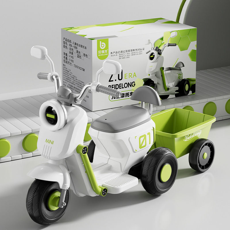 Motocicleta eléctrica para niños, triciclo, coche de juguete para bebés para hombres y mujeres, los niños pueden sentarse en un coche a batería, cochecito de control remoto