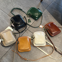 2024 New Soft Leather Crossbody Bag, Versatile Single-Shoulder Women's Bag, Mini Women's Purse, Genuine Leather Vertical Phone Bag for Women