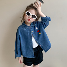 女童兔子贴标牛仔衬衫2025年秋季新款韩国洋气外套童装一件代发潮