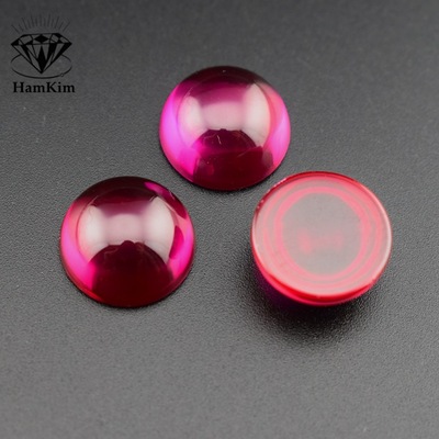 平底宝石红刚玉5#圆形平底素面光面包珠1.3mm-20mm合成红宝ruby5#|ms