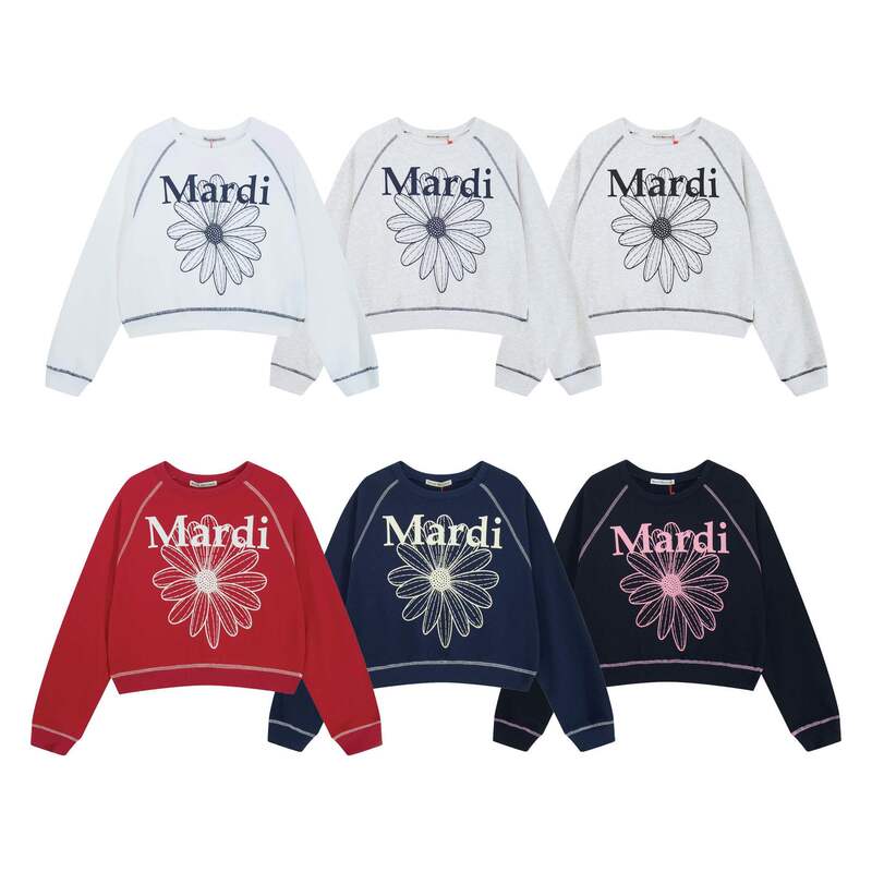 25Ss Spot Cross-Border Korean Trendy Brand Sweatshirt Women's Daisy New Printed Embroidered Round Neck Short Sweatshirt Top