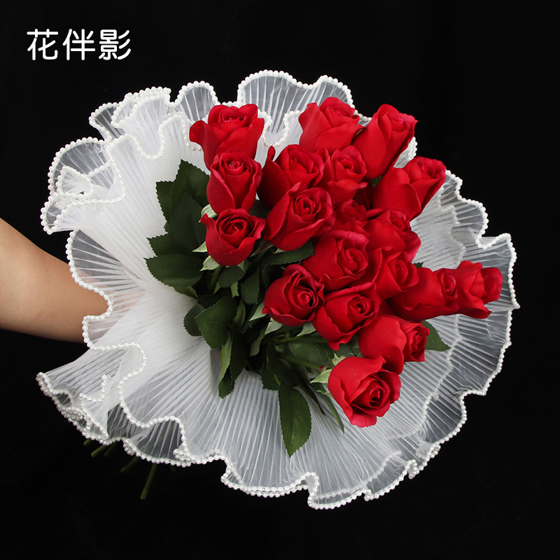 Flower Shadow estilo coreano Pearl spray hilo de malla de embalaje de flores malla hilo plisado material de envoltura de flores suministros de la tienda de flores