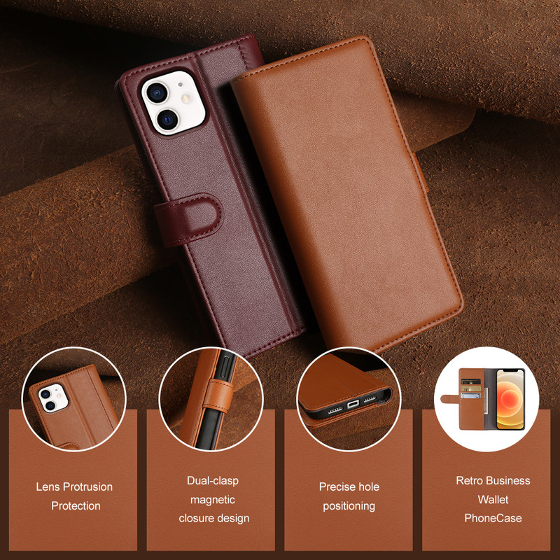 Suitable for iPhone 12 mini, card slot wallet stand, genuine leather anti-drop card holder, flip cover phone case Suitable for iPhone 12 mini, card slot wallet stand, genuine leather anti-drop card holder, flip cover phone case