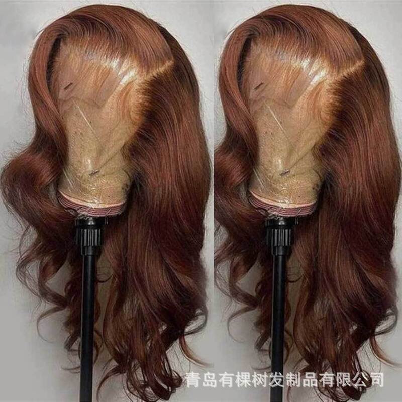 Foreign trade Europe and the United States chemical fiber front lace wig full head cover Brown big wave fashion fluffy spot a generation of hair