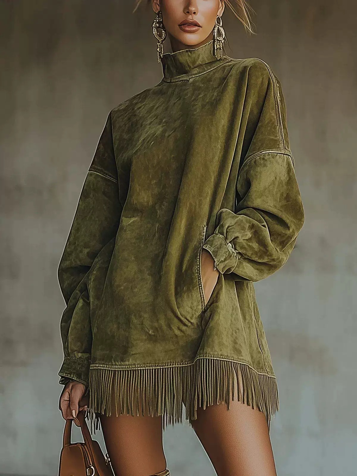 Demi-season long-sleeve, dress, city style, Amazon, European style, loose fit