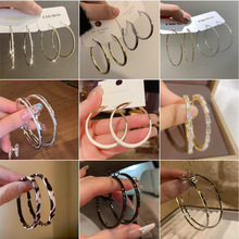 s925银针几何圆圈耳环女高级感轻奢个性大耳圈ins网红夸张C圈耳环