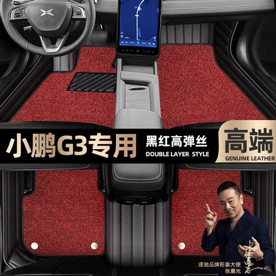 Floor Mats Suitable for Xpeng G3, Full Coverage Floor Mats for 2018, 2019, 2020, 2021 Car Models [Black and Red Leather+ (Ayaqaltılar (Kovriklər)) - take-a-photo-of-the-car-model-year-and-leave-a-message-black-and-red-leather-black-and-red-high-elastic-silk-double-layer-model