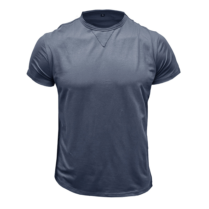 Men's Solid Colour Round Neck Short Sleeve T-shirt Summer Top_voghion.com