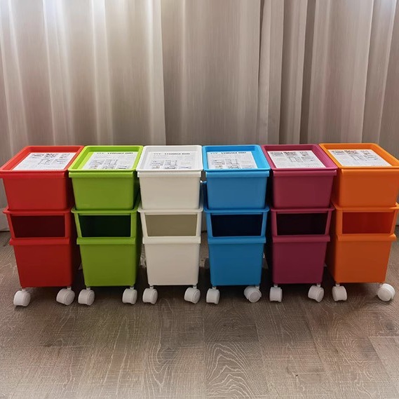 黄岩东城塑料玫红收纳盒折叠带轮整理盒储物箱双层玩具收纳箱