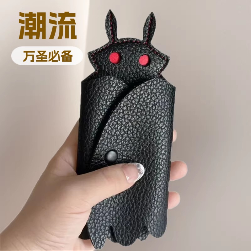 In-stock quirky gothic key pouch bat storage bag keychain cover mothman key pouch Halloween key pouch