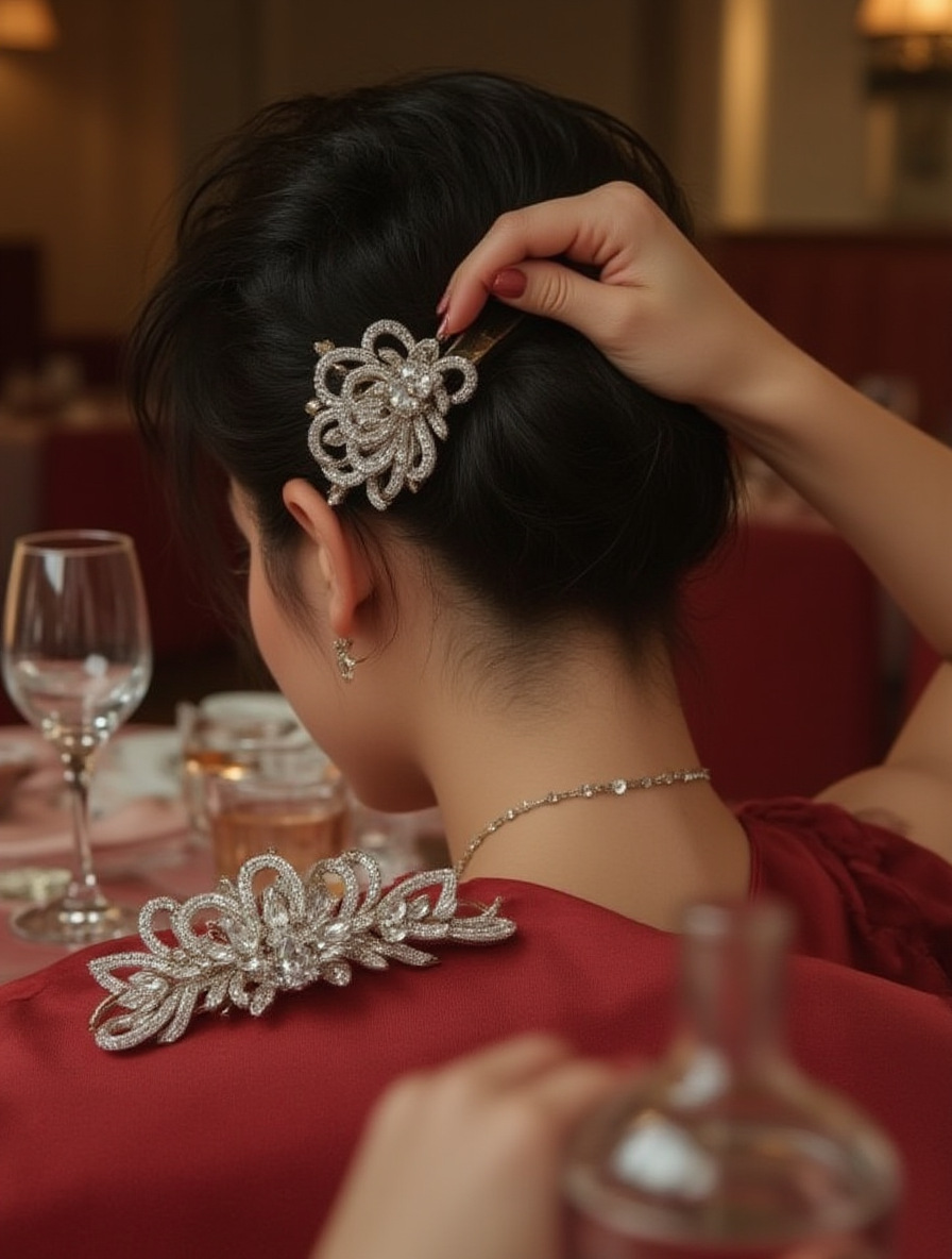 晚宴造型发夹搭配