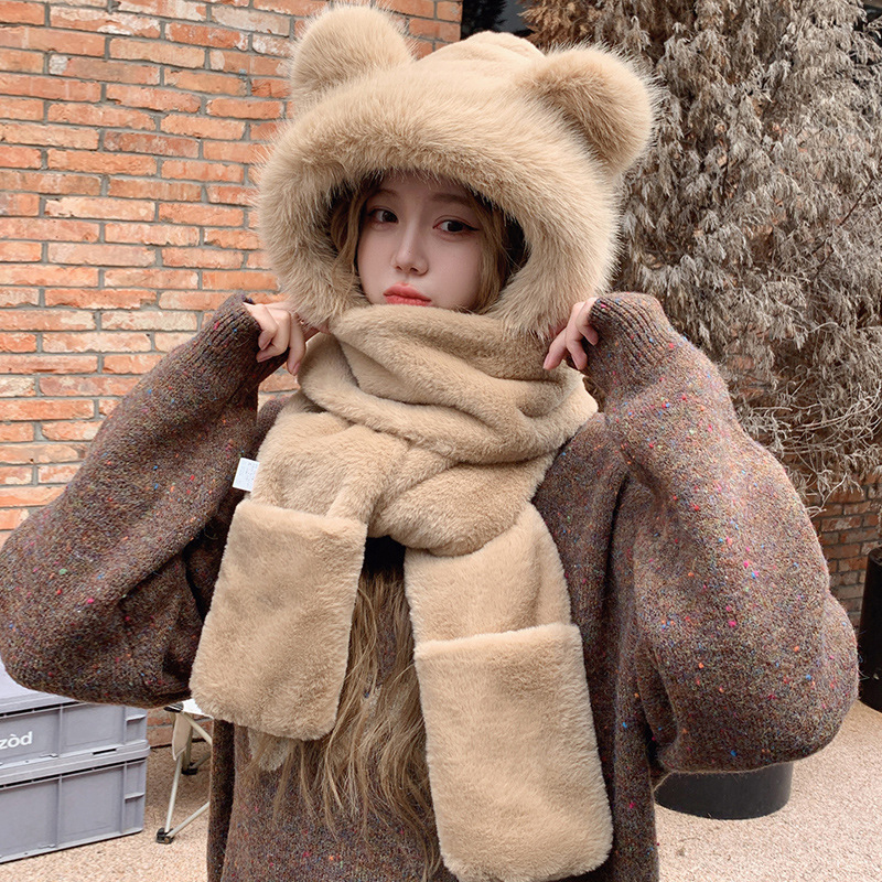 Peluches d'automne et d'hiver, écharpes pour enfants, gants, un joli ensemble trois pièces, protection auditive épaisse et coupe-vent, chaud_voghion.com