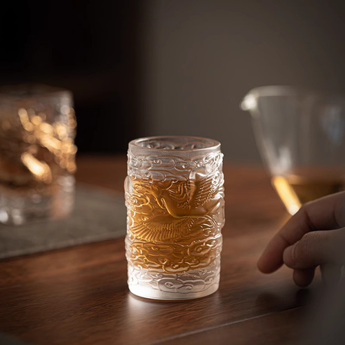 Glaze dragon and phoenix master cup, high-end kung fu tea set, crystal glass single tea cup, exclusive tea cup