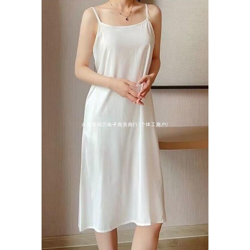 Cotton Anti-See-Through Underskirt for Women, Qipao, Hanfu, Anti-Exposure Inner Wear, Loose Lining Skirt, White Camisole Dress