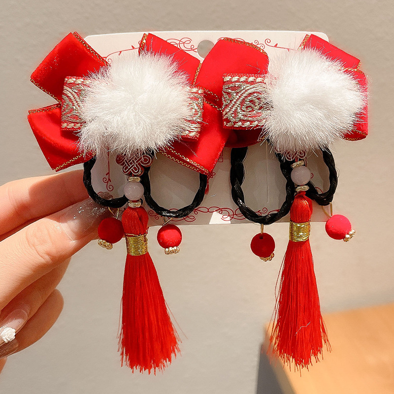Horquillas Chinas Tradicionales para Niños, Materiales Mixtos, Decorativo, Con Borlas, para Hanfu y Año Nuevo