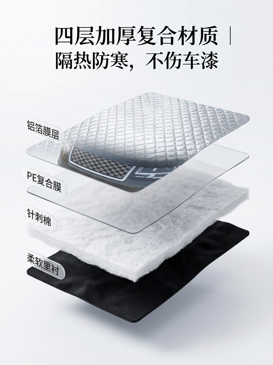 Car snow cover for front windshield, anti-freeze and anti-frost, thickened aluminum film, magnetic half-body car cover, sunshade
