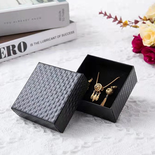 Jewelry Gift Box Earrings Necklace Bracelet Decorative Packaging Box Diamond Pattern Double Sponge Korean Style Bow Box Wholesale