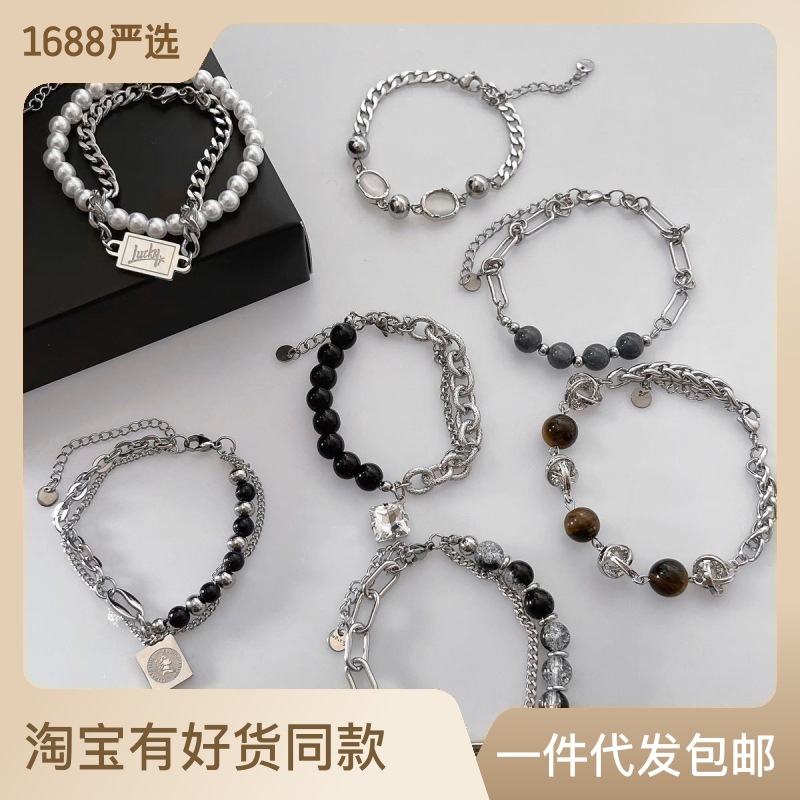 High-end niche design beaded bracelet ca...