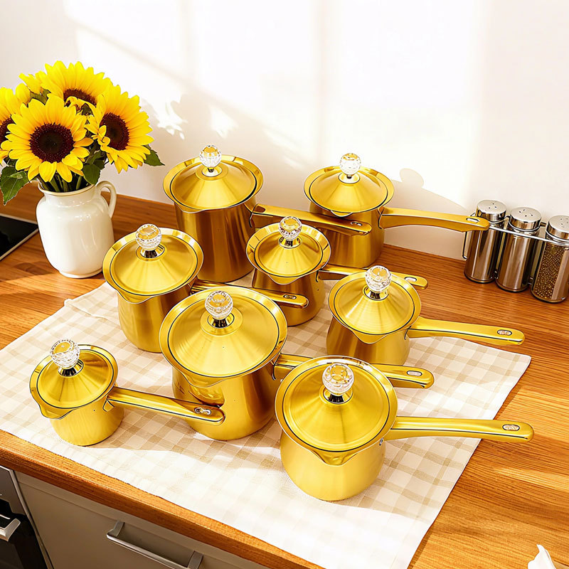 不锈钢热奶锅带柄小奶锅煮奶锅打奶缸煮咖啡壶煮奶煲带盖土耳其