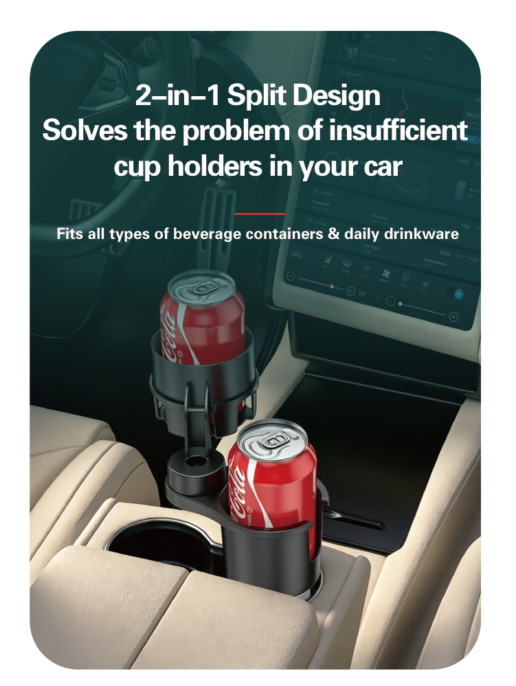 Car-mounted floating small table 360 ° Rotating multifunctional cup holder, dining plate tray, non-slip, wear-resistant, extended arm