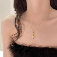 精致金色拉丝圣诞树星星项链女气质可爱微镶锆石星星设计锁骨链