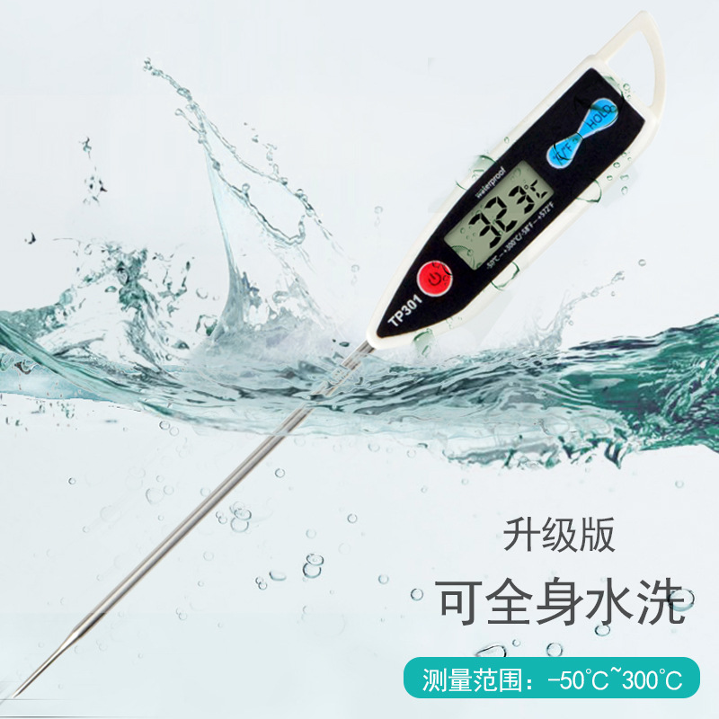 전자 디지털 디스플레이 식품 온도계 프로브 타입 주방 베이킹 바베큐 물 온도 빠른 온도 측정 온도계 방수