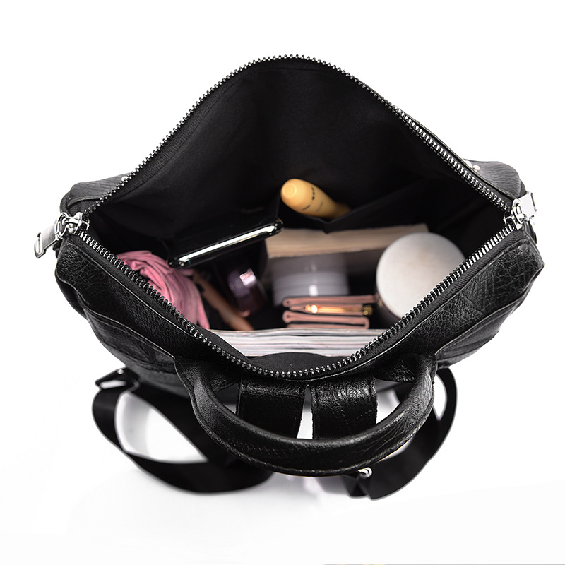 2023 verano coreano casual mujer PU mochila moda remache simple de gran capacidad multifunción mochila antirrobo