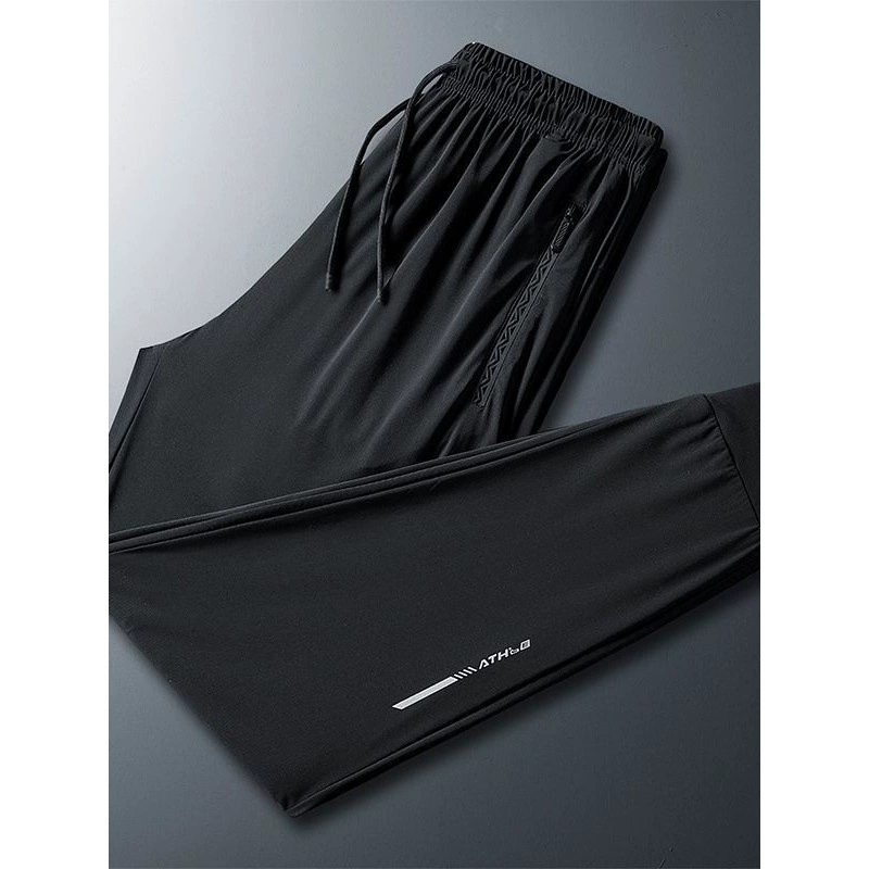 Повседневные брюки мужские летние тонкие ледяные шелковые дышащие спортивные повседневные укороченные брюки мужские быстрые прямые фитнес-брюки