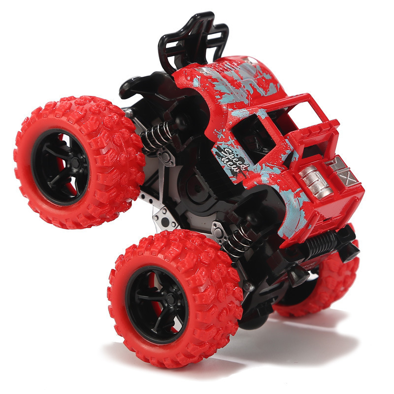 Children's four-wheel drive off-road wipe inertia four-wheel drive off-road vehicle car stall toy supply pull back iron sheet car
