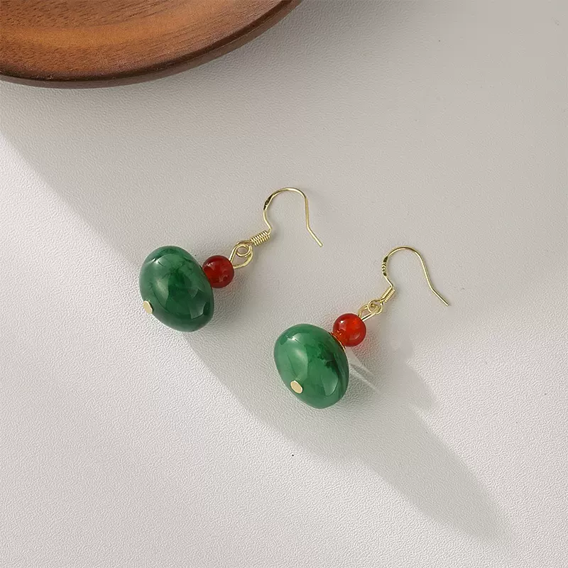 森系仙气~晕染色绿野仙踪设计复古感耳坠复古新中式精致大气耳饰