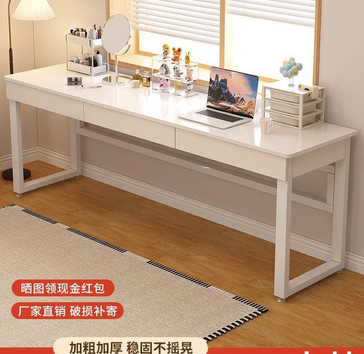 实木书桌双人学习桌带抽屉化妆桌小户型床尾桌学生家用长条电脑桌