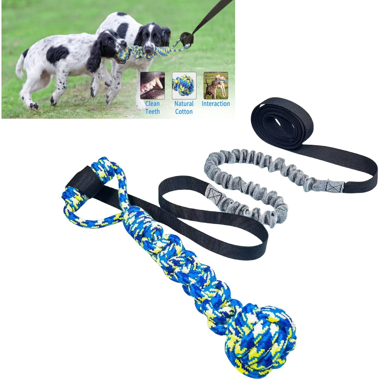 Pet Interactive Chew Toys Popular Teething Cleaning Rope Dog Outdoor Indoor Tug of War Bite Resistant Ball_voghion.com