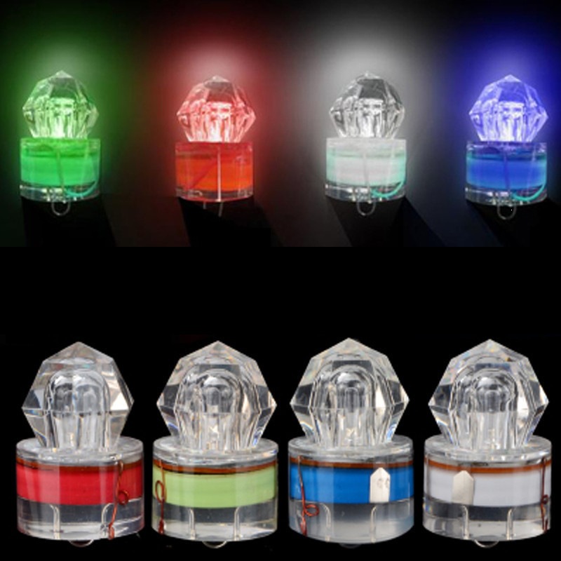 Deep Sea Diamond Night Fishing LED Fishing Lure Light, Underwater Light, Sea Fishing Underwater Gem-Shaped Fish Attracting Light, Fish Gathering Device