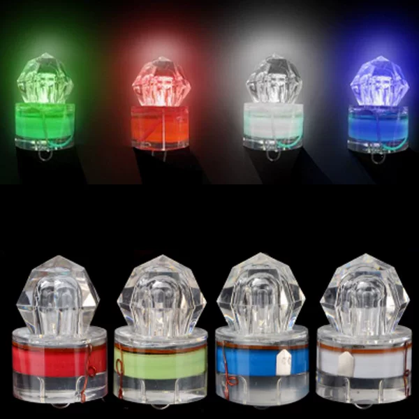 Deep Sea Diamond Night Fishing LED Fishing Lure Light, Underwater Light, Sea Fishing Underwater Gem-Shaped Fish Attracting Light, Fish Gathering Device