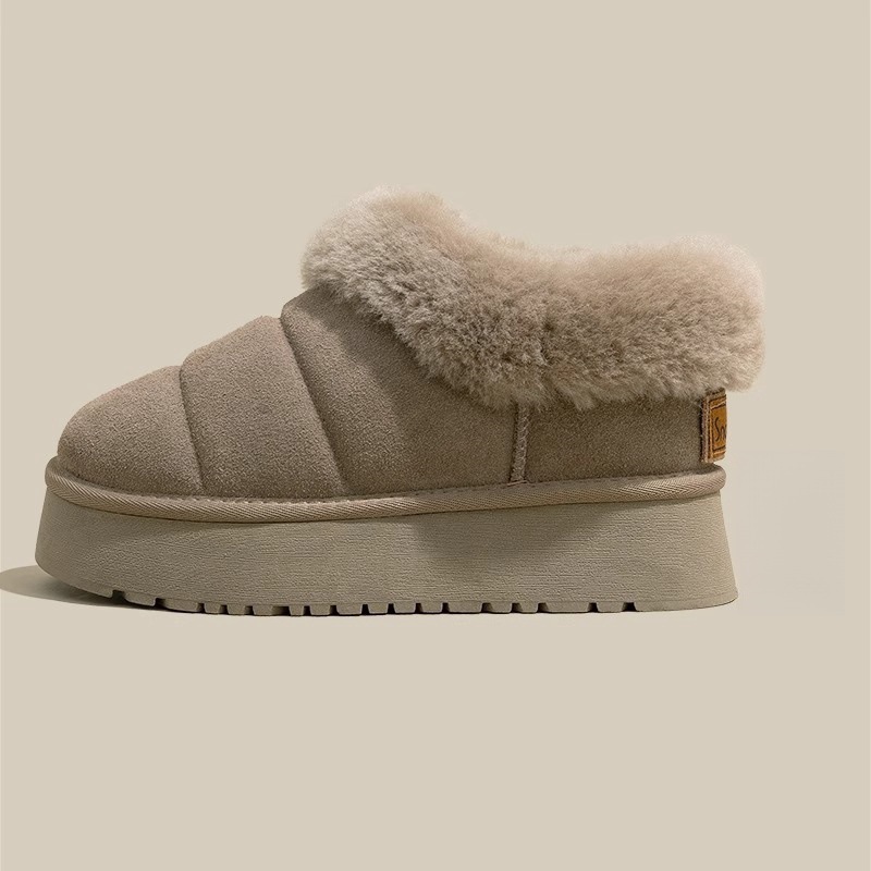 Hot style furry brood sneeuwlaarzen voor vrouwen 2024 winter nieuwe dikke zool verhogende bont mond plus fluweel verdikte casual katoenen schoenen_voghion.com