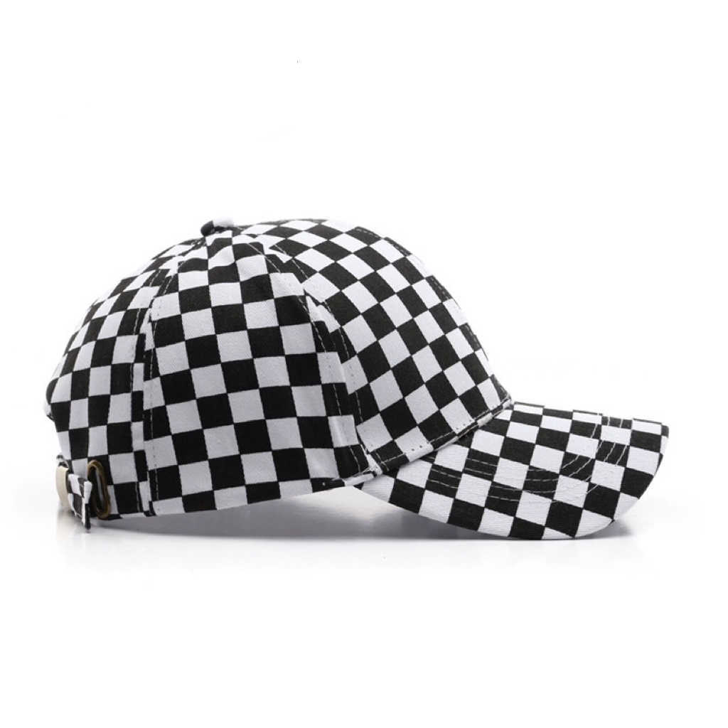 Nuevo sombrero a cuadros negro y blanco sombrero de béisbol de mujer moda coreana versátil sombrero de lengua casual sombrero de sombrero de verano para hombres