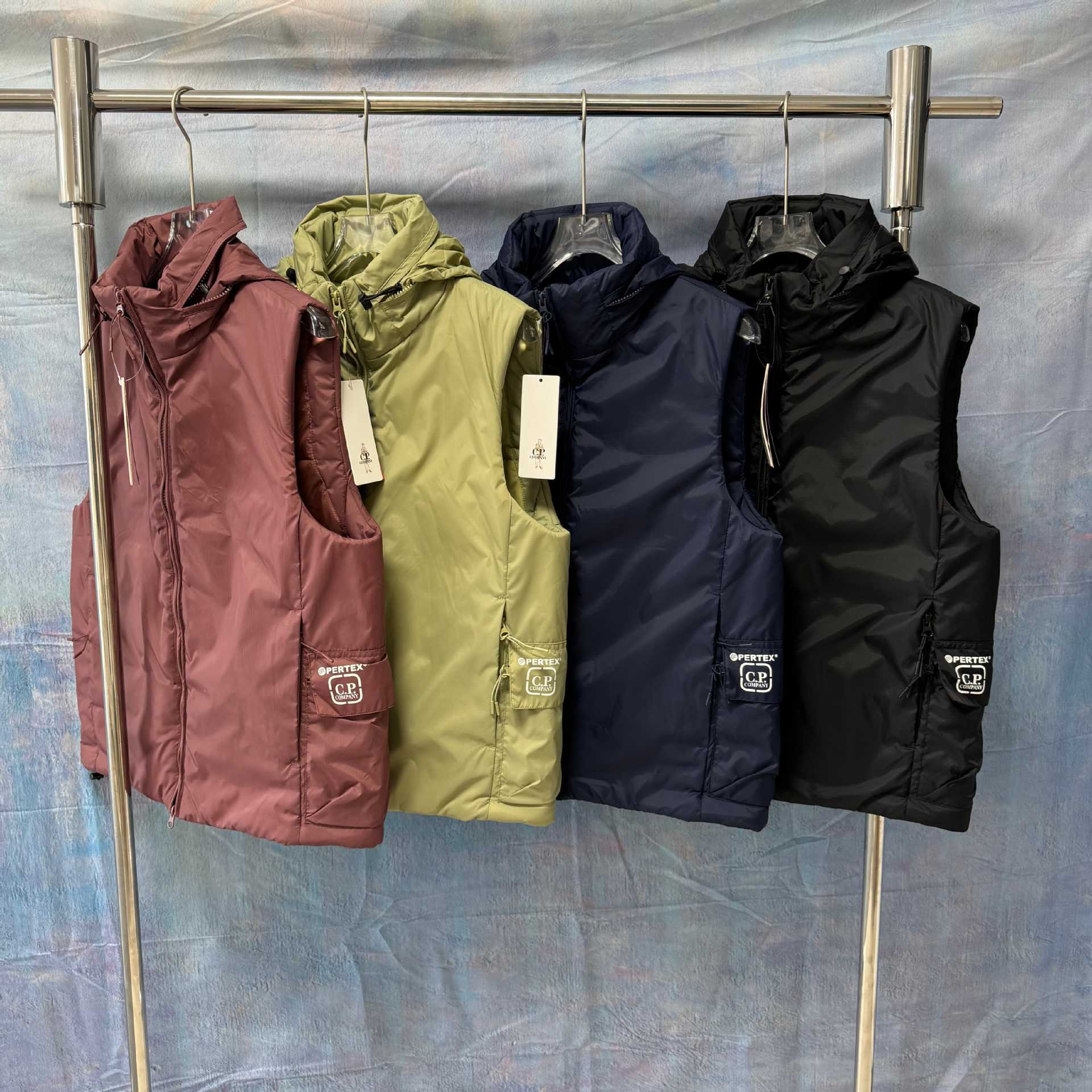 CP Cross-border COMPANY Hooded Cotton Vest, Sleeveless, Fully Open Main Zipper, Outdoor Lightweight Functional Workwear Style