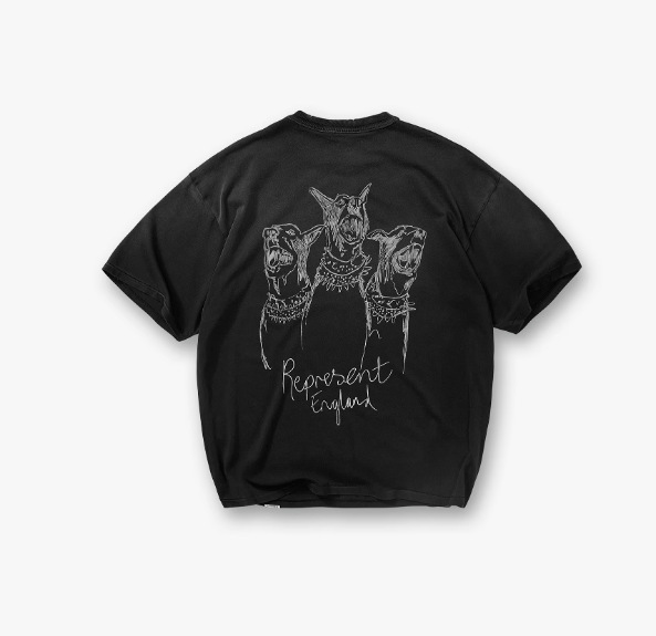 Represent T-shirt Hand Drawn Thoroughbred Dogs Aged Black