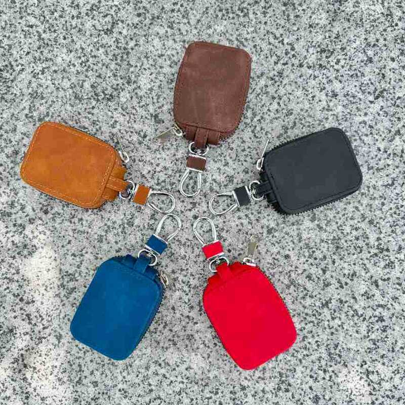 Cross-Border Genuine Leather Neutral Crazy Horse Leather Headphone Protective Cover Fashionable Pure Color Hanging Buckle AirPods Earbud Organizer
