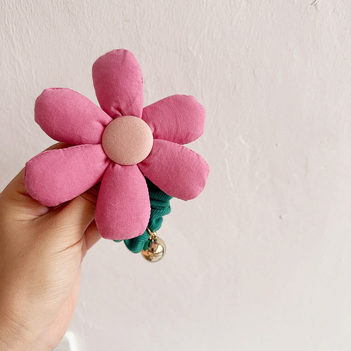 New French pastoral fabric pink large flower girly children's intestine hair rope rubber band headwear hair accessories