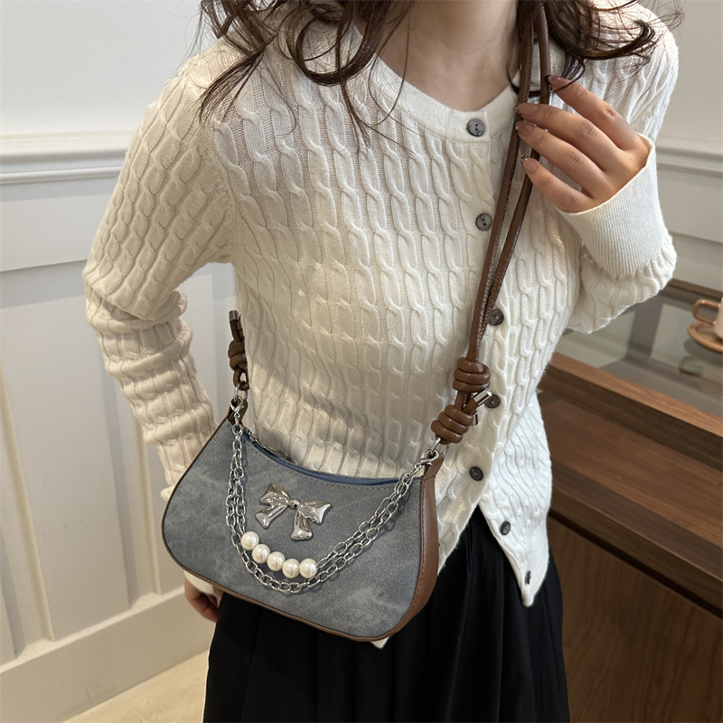 Bolsos para axilas, sentido del diseño femenino, nicho 2024, nueva moda, estilo popular de este año, bolso de mensajero de un solo hombro con lazo