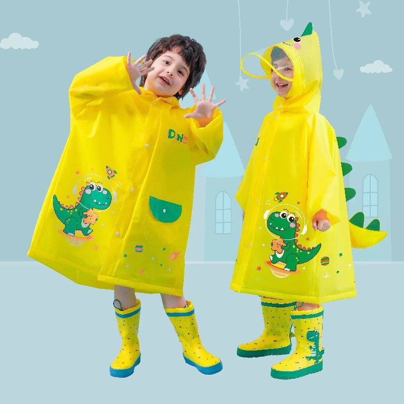 Children's Raincoat Boy Boy yellow dinosaur baby kindergarten children plus size poncho three years old net red coat Young