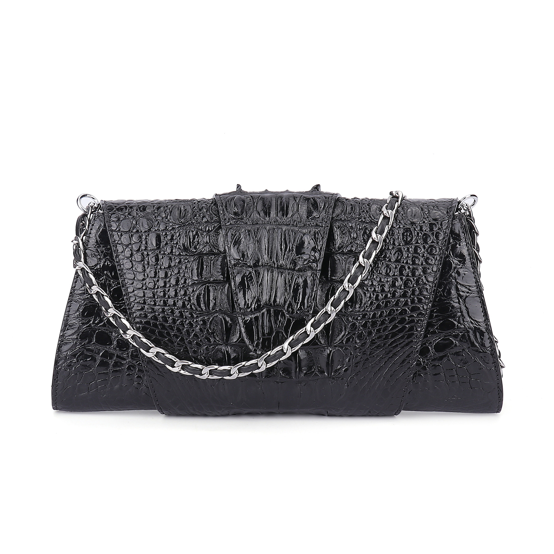 New Women's Evening Bag, Small Crossbody Party Clutch, Crocodile Embossed Chain Square Bag - Thumbnail 6