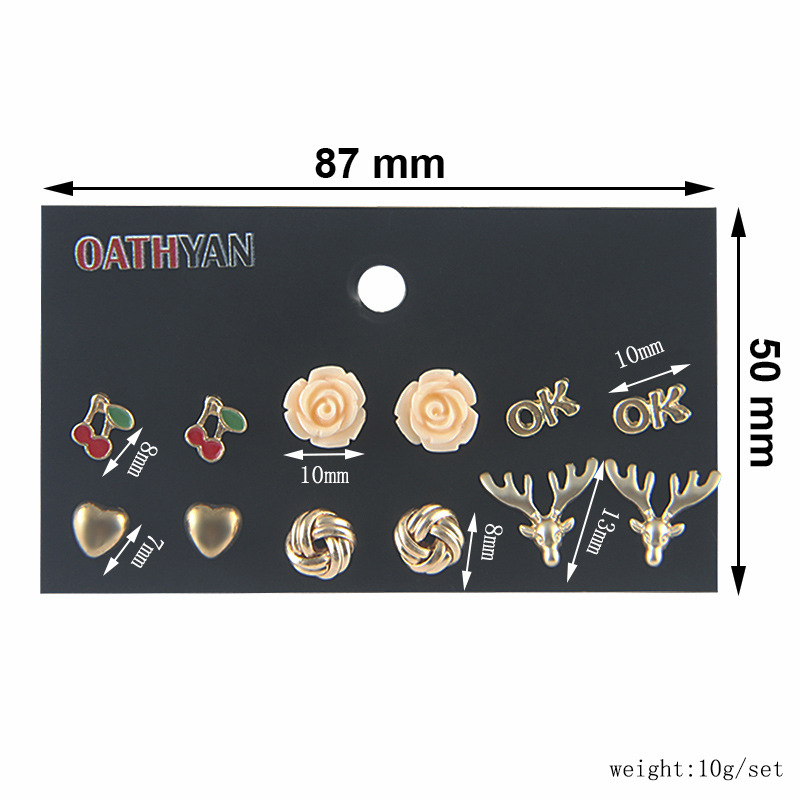 6 Pairs Fashion Flower Alloy Plating Inlay Artificial Gemstones Pearl Womenu0027S Ear Studs