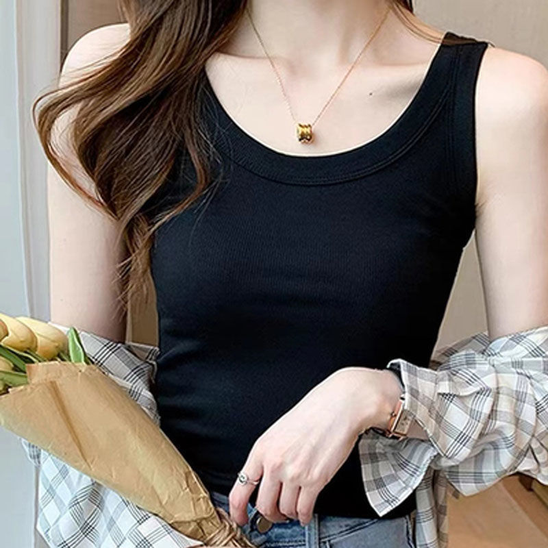 Women's Summer New Stretch Slim-Fit U-Neck Anti-Slim Inner Wear Sleeveless Base Shirt Women's Summer New Stretch Slim-Fit U-Neck Anti-Slim Inner Wear Sleeveless Base Shirt