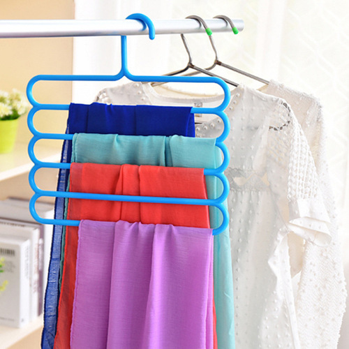 Household Pants Hanger, 5-Layer Multifunctional Storage Clothes Rack, Space-Saving Multi-Layer Pants Rack